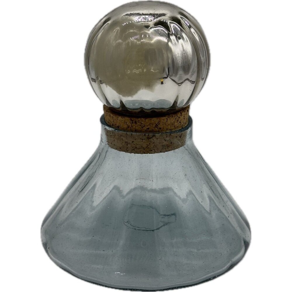 Vtg Mexican Hand Blown Glass Decanter Mercury  Sphere Stopper RARE Cone Shape‎